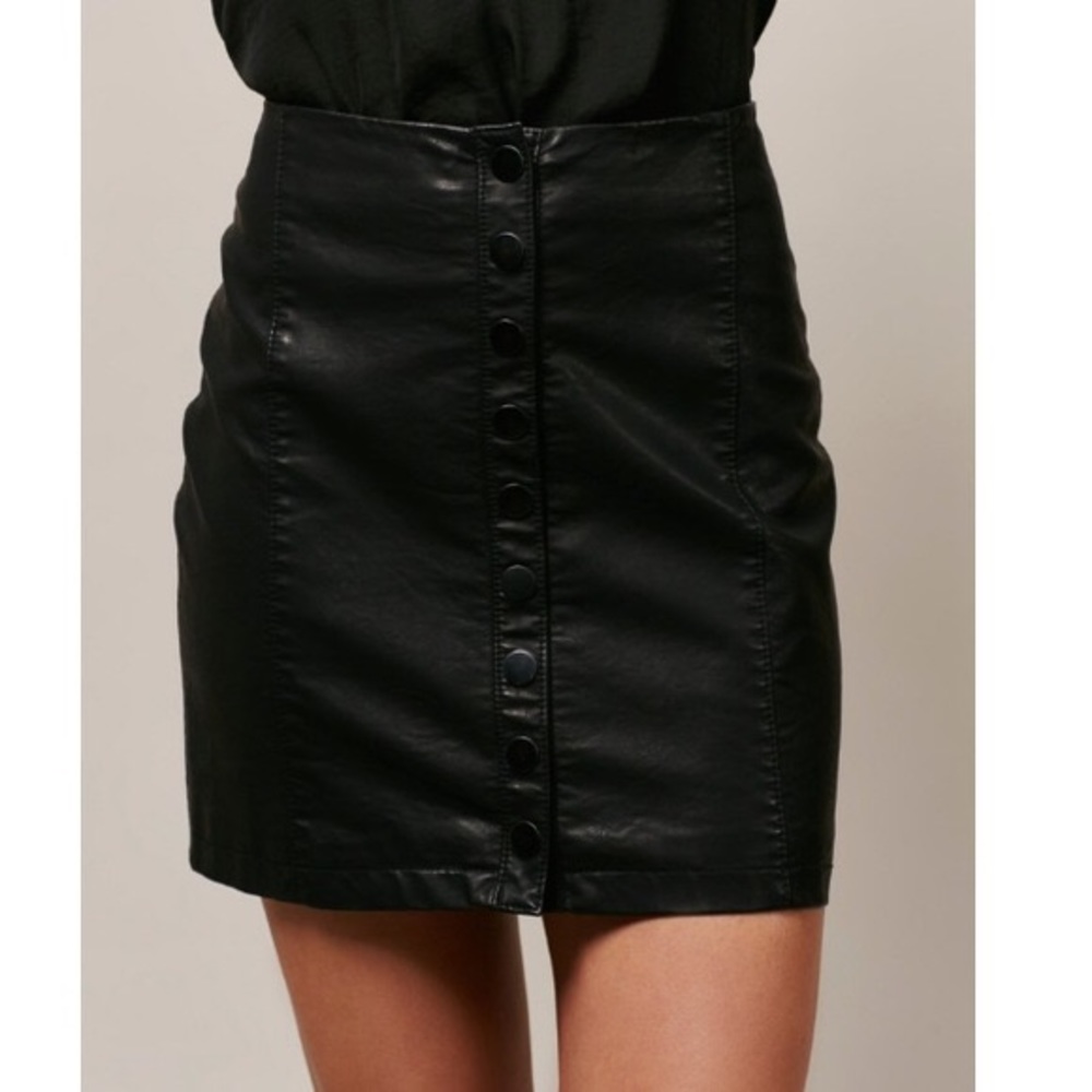 FREE PEOPLE leather button up skirt